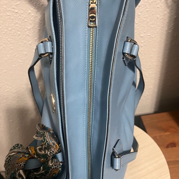 Blue, Coach leather diaper bag with strap and changing pad